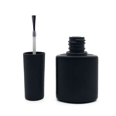 Opaqueness flat shape HDPE black 10ml empty Plastic cosmetic nail polish oil bottle with brush cap