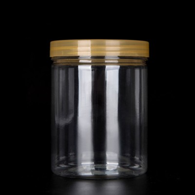 food grade transparent 560ml cookie packaging dry fruits plastic empty cans pet jar with screw cap