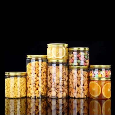 100 diameter Plastic round candy jars wide mouth pet clear food jar with aluminum screw lid